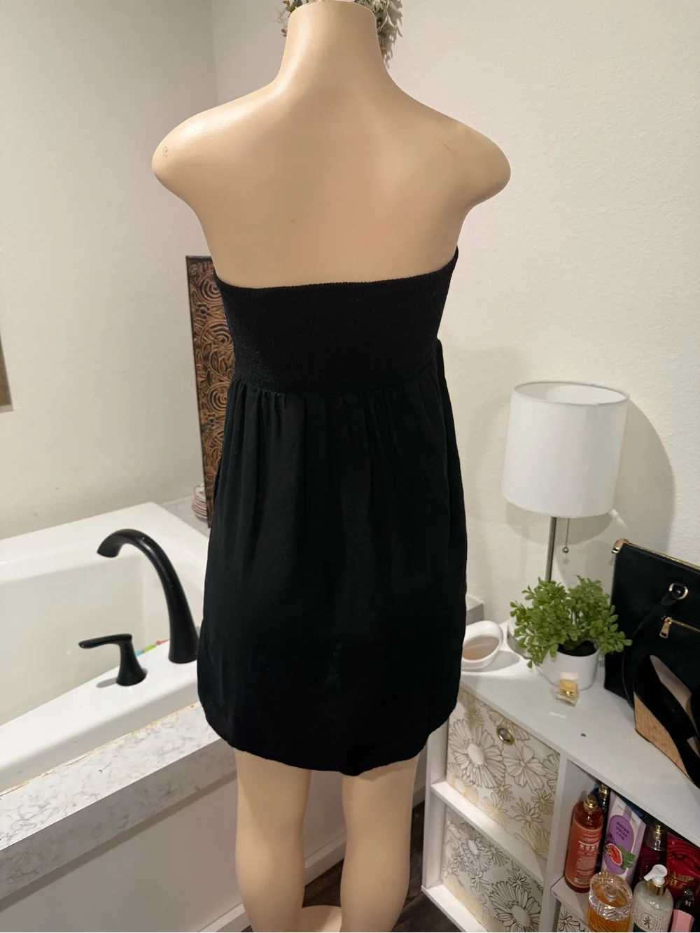 Old Navy Black Strapless Mini Dress • Size Medium • Smocked Back